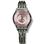 Reloj Dama Plateado Transparente Swatch SKIN ROSE | Elegancia, Delicadeza y Minimalismo